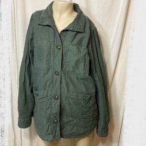 GAP green slub utility jacket women’s medium button